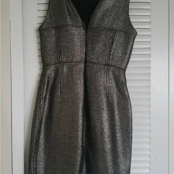 Banana Republic Metallic Tweed Sheath in Silver Gunmetal Gray Shimmer Dress 2P - Picture 7 of 8